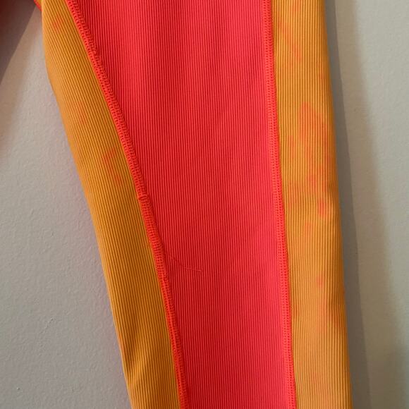Wilo The Label Women's size Small Pink Orange Ribbed High Rise Leggings Tights - Picture 5 of 11